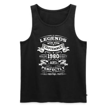 44ème Anniversaire Légende Septembre 1980 Vintage 80's - Débardeur bio Premium Homme - noir - Devant - Michal (187cm)