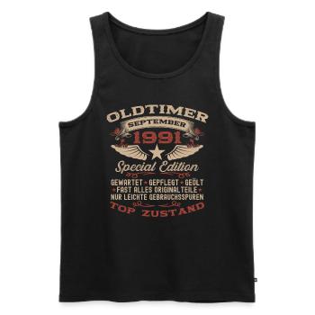33. Geburtstag Oldtimer September 1991 Jahrgang 91 - Männer Premium Bio Tank Top - Schwarz - Vorne - AI Model Male 178 light (178cm)