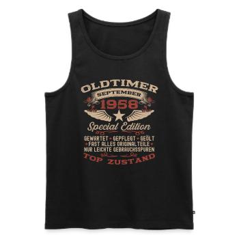 66. Geburtstag Oldtimer September 1958 Jahrgang 58 - Männer Premium Bio Tank Top - Schwarz - Vorne - AI Model Male 178 light (178cm)