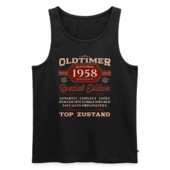 66. Geburtstag Oldtimer November 1958 Jahrgang 58 - Männer Premium Bio Tank Top - Schwarz - Vorne - AI Model Male 178 light (178cm)