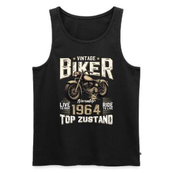 60ème anniversaire Motard Novembre 1964 Motard - Débardeur bio Premium Homme - noir - Devant - Michal (187cm)