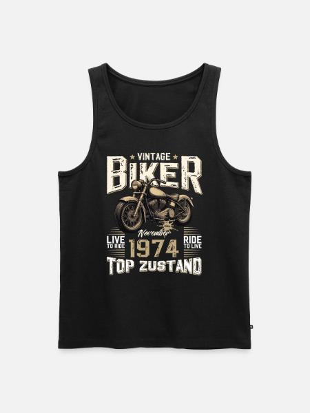 50-års fødselsdag Motorcyklist november 1974 Motorcyklist - Herre Premium økologisk tanktop - sort