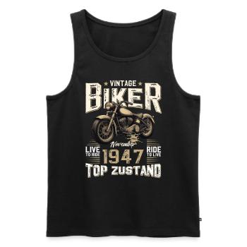 Motard 77e anniversaire novembre 1947 Motard - Débardeur bio Premium Homme - noir - Devant - Michal (187cm)
