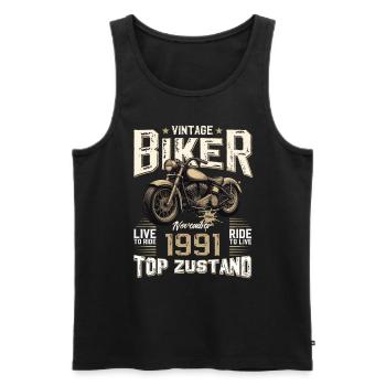 33e anniversaire Motard Novembre 1991 Motard - Débardeur bio Premium Homme - noir - Devant - Michal (187cm)
