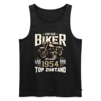 Motard 70e anniversaire novembre 1954 Motard - Débardeur bio Premium Homme - noir - Devant - Michal (187cm)