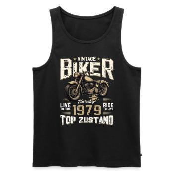 45ème anniversaire Motard Novembre 1979 Motard - Débardeur bio Premium Homme - noir - Devant - Michal (187cm)