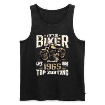 60e anniversaire Motard Novembre 1965 Motard - Débardeur bio Premium Homme - noir - Devant - Michal (187cm)