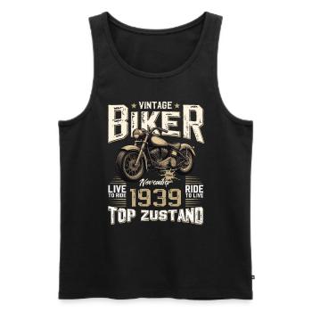 85e anniversaire Motard Novembre 1939 Motard - Débardeur bio Premium Homme - noir - Devant - Michal (187cm)