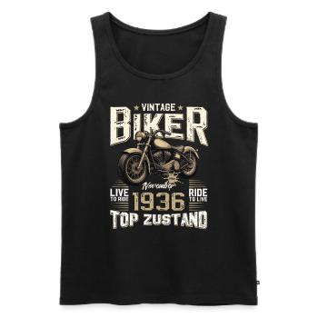 88ème anniversaire Motard Novembre 1936 Motard - Débardeur bio Premium Homme - noir - Devant - Michal (187cm)