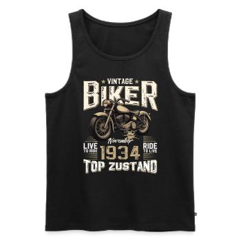 90ème anniversaire Motard Novembre 1934 Motard - Débardeur bio Premium Homme - noir - Devant - Michal (187cm)