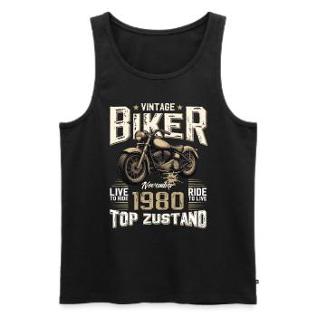 44ème anniversaire Motard Novembre 1980 Motard - Débardeur bio Premium Homme - noir - Devant - Michal (187cm)