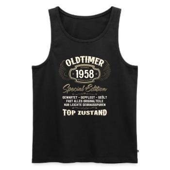 66. Geburtstag Oldtimer Dezember 1958 Jahrgang 58 - Männer Premium Bio Tank Top - Schwarz - Vorne - AI Model Male 178 light (178cm)