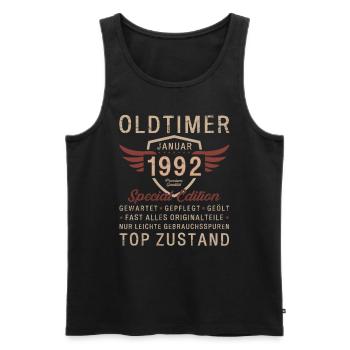 33. Geburtstag Oldtimer Januar 1992 Jahrgang 92 - Männer Premium Bio Tank Top - Schwarz - Vorne - Michal (187cm)