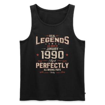 35e anniversaire Légendaire depuis janvier Né en 1990 - Débardeur bio Premium Homme - noir - Devant - Michal (187cm)