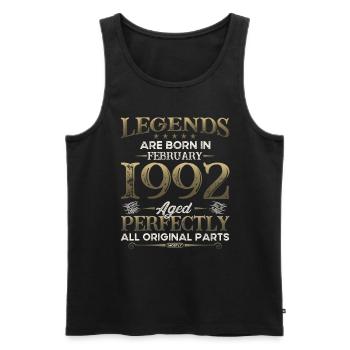 33e anniversaire Légendaire depuis février Né en 1992 - Débardeur bio Premium Homme - noir - Devant - AI Model Male 178 light (178cm)