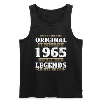 60. Geburtstag Geschenk Mann Original Februar 1965 - Männer Premium Bio Tank Top - Schwarz - Vorne - Michal (187cm)
