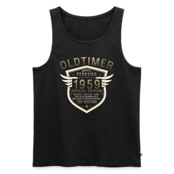 66. Geburtstag Oldtimer Februar Jahrgang 1959 - Männer Premium Bio Tank Top - Schwarz - Vorne - AI Model Male 178 light (178cm)