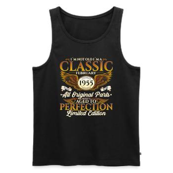 70. Geburtstag Oldtimer Februar Jahrgang 1955 - Männer Premium Bio Tank Top - Schwarz - Vorne - Michal (187cm)