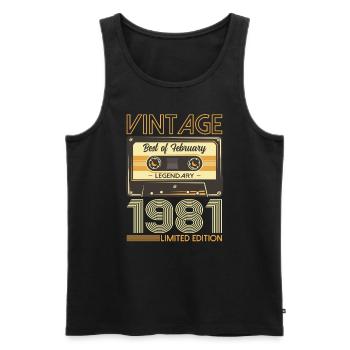 44th Birthday Cassette February Vintage 1981 - Men's Premium Organic Tank Top - black - Front - Michal (187cm)