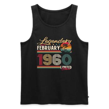 65th Birthday Gift Man Original February 1960 - Men's Premium Organic Tank Top - black - Front - Michal (187cm)