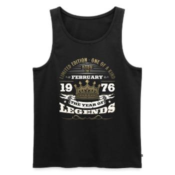 49th Birthday Gift Husband Original February 1976 - Men's Premium Organic Tank Top - black - Front - AI Model Male 178 light (178cm)