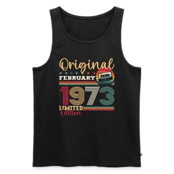 52ème anniversaire cadeau mari Original février 1973 - Débardeur bio Premium Homme - noir - Devant - Michal (187cm)