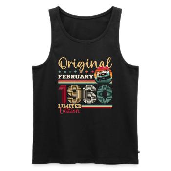 65th Birthday Gift Man Original February 1960 - Men's Premium Organic Tank Top - black - Front - Michal (187cm)