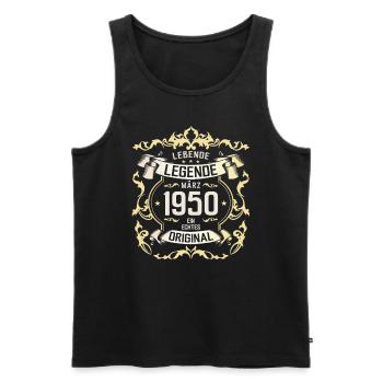 75ème anniversaire cadeau mari Original mars 1950 - Débardeur bio Premium Homme - noir - Devant - Michal (187cm)
