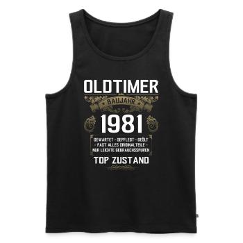 44. Geburtstag Oldtimer Jahrgang 1981 - Männer Premium Bio Tank Top - Schwarz - Vorne - Michal (187cm)