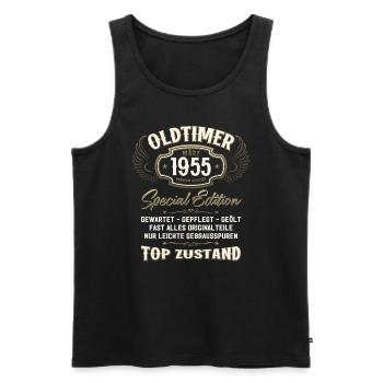 70. Geburtstag Oldtimer März Jahrgang 1955 - Männer Premium Bio Tank Top - Schwarz - Vorne - Michal (187cm)