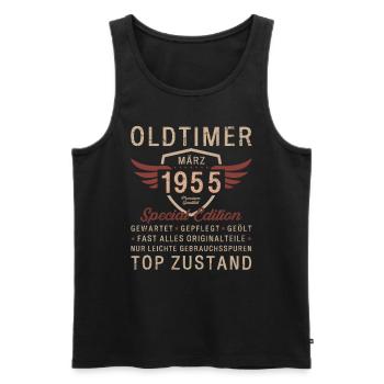 70. Geburtstag Oldtimer März Jahrgang 1955 - Männer Premium Bio Tank Top - Schwarz - Vorne - Michal (187cm)