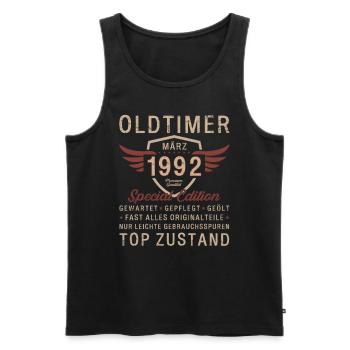 33rd Birthday Oldtimer March 1992 Vintage 92 - Men's Premium Organic Tank Top - black - Front - AI Model Male 178 light (178cm)