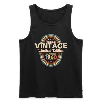 65th Birthday Gift Man Vintage March 1960 - Men's Premium Organic Tank Top - black - Front - Michal (187cm)