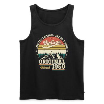 75th Birthday Gift Man Vintage March 1950 - Men's Premium Organic Tank Top - black - Front - Michal (187cm)