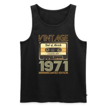 55ème anniversaire cadeau mari cassette mars 1971 - Débardeur bio Premium Homme - noir - Devant - Michal (187cm)