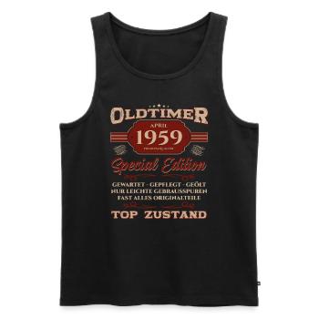 66. Geburtstag Oldtimer April Jahrgang 1959 - Männer Premium Bio Tank Top - Schwarz - Vorne - AI Model Male 178 light (178cm)