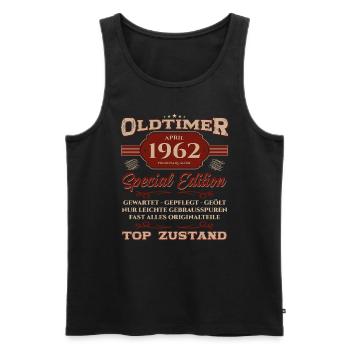 63. Geburtstag Oldtimer April Jahrgang 1962 - Männer Premium Bio Tank Top - Schwarz - Vorne - Michal (187cm)