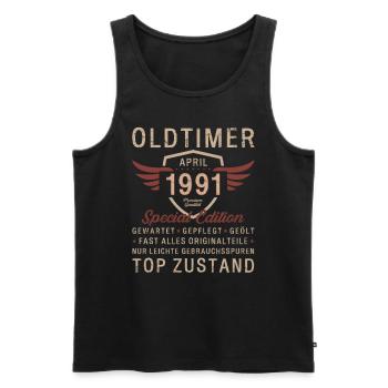 44. Geburtstag Oldtimer April Jahrgang 1991 - Männer Premium Bio Tank Top - Schwarz - Vorne - AI Model Male 178 light (178cm)