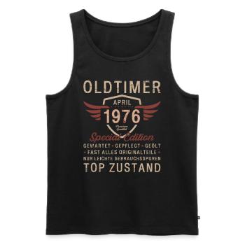 50. Geburtstag Oldtimer April Jahrgang 1976 - Männer Premium Bio Tank Top - Schwarz - Vorne - AI Model Male 178 light (178cm)