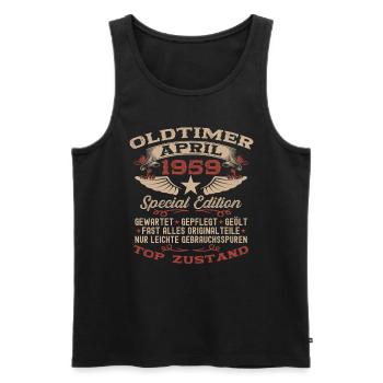 66. Geburtstag Oldtimer April Jahrgang 1959 - Männer Premium Bio Tank Top - Schwarz - Vorne - AI Model Male 178 light (178cm)