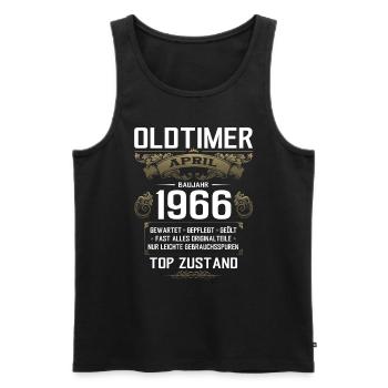 60. Geburtstag Oldtimer April Jahrgang 1966 - Männer Premium Bio Tank Top - Schwarz - Vorne - AI Model Male 178 light (178cm)