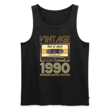 35ème anniversaire cadeau mari cassette avril 1990 - Débardeur bio Premium Homme - noir - Devant - Michal (187cm)