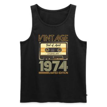 51ème Anniversaire Original Avril Millésime 1974 - Débardeur bio Premium Homme - noir - Devant - AI Model Male 178 light (178cm)