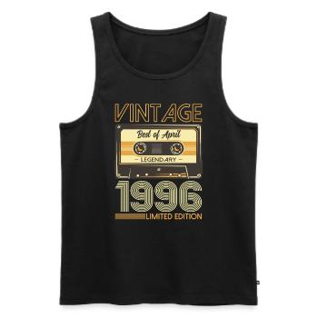 30ème anniversaire Cadeau Homme Cassette Avril 1996 - Débardeur bio Premium Homme - noir - Devant - Michal (187cm)