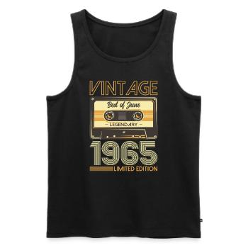 60th Birthday Cassette June 1965 - Men's Premium Organic Tank Top - black - Front - Michal (187cm)
