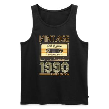 35ème anniversaire cadeau mari cassette juin 1990 - Débardeur bio Premium Homme - noir - Devant - Michal (187cm)
