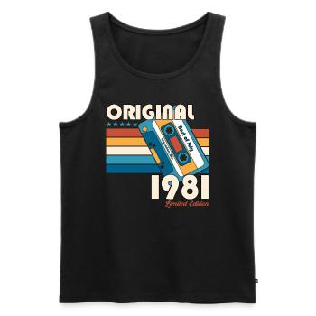 44th Birthday Cassette July Vintage 1981 - Men's Premium Organic Tank Top - black - Front - Michal (187cm)
