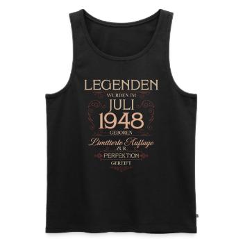 77e anniversaire Légende July Né en 1948 - Débardeur bio Premium Homme - noir - Devant - Michal (187cm)