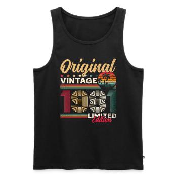 44th Birthday Original Vintage 1981 - Men's Premium Organic Tank Top - black - Front - AI Model Male 178 light (178cm)