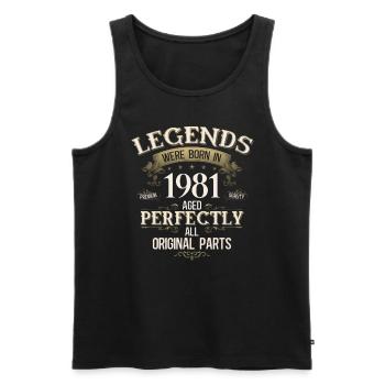 44th Birthday Original Vintage 1981 - Men's Premium Organic Tank Top - black - Front - AI Model Male 178 light (178cm)